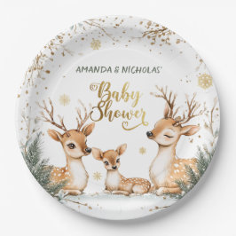 Schnee Winter Deer Baby Dusche Pappteller