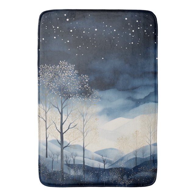 Schnee-Winter Landschaft Bath Mat Badematte (Vorderseite Vertikal)