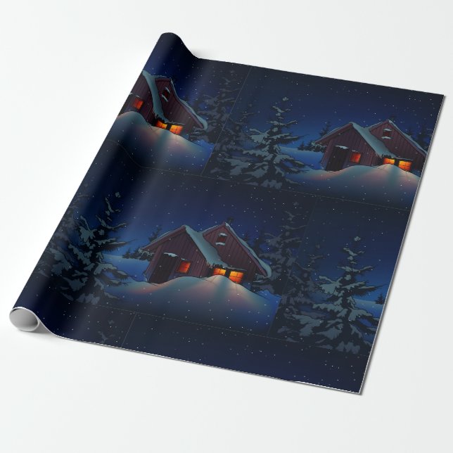 Schnee-Winter-Nachtwrapping Paper Geschenkpapier (Ungerollt)