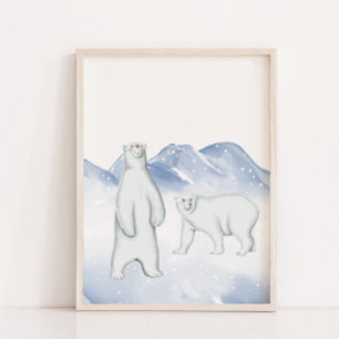 Schnee Winter Polar Bär arktisches Kinderzimmer Wa Poster
