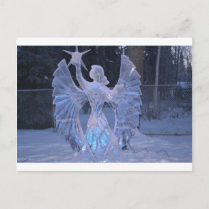 Schnee Winter Skulptur  Engel  Christentum Glaube Postkarte
