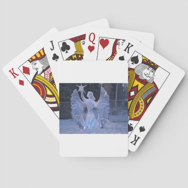 Schnee-Winter-Skulpturengel Christentums-Glaube Spielkarten (Rückseite)