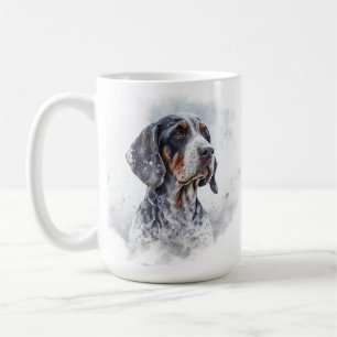 SCHNEE WINTERBLUE TICK COONHOUND HUNDE FACE KAFFEETASSE
