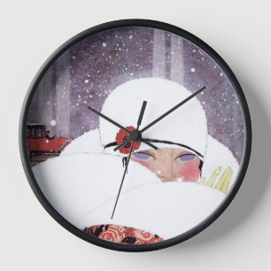 SCHNEE, WINTERSCHÖNHEIT WANDUHR