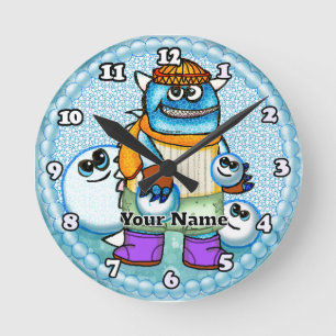 Schneeball-Monster Runde Wanduhr