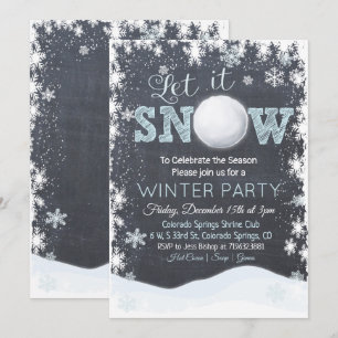 Schneeball-Schneeflocken-Winterparty-Einladung Einladung