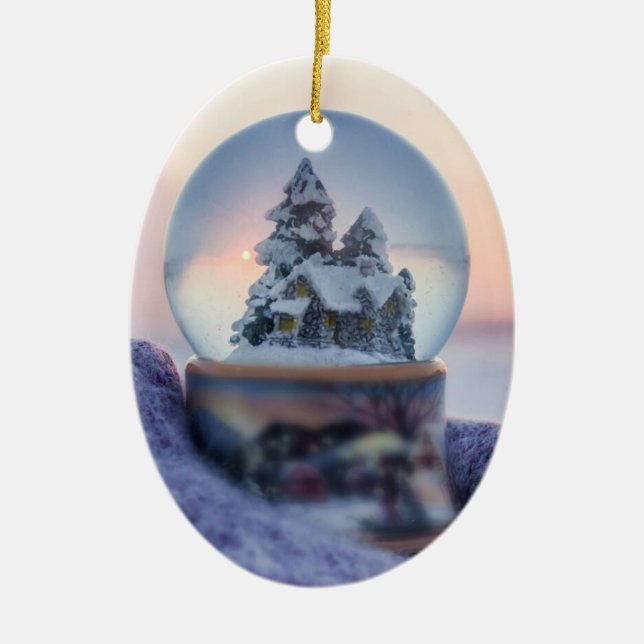 Schneeball Weihnachtsbaum Winterschnee Keramik Ornament (Vorne)