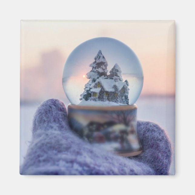 Schneeball Weihnachtsbaum Winterschnee Magnet (Vorne)