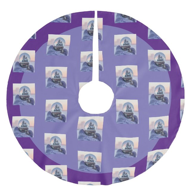 Schneeball Weihnachtsbaum Winterschnee Polyester Weihnachtsbaumdecke (Vorderseite)