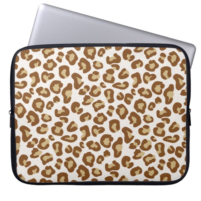 Schneeballdruck, Beige, Tan und Weiß Laptopschutzhülle (Vorderseite)
