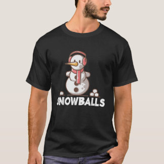 Schneebälle Glücklich Lachender Schneemann Schneeb T-Shirt