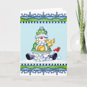 Schneebälle machen - Grußkarte Feiertagskarte