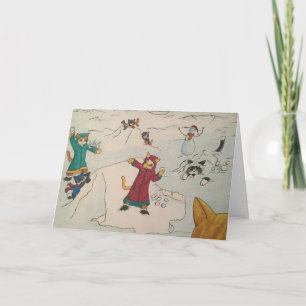 Schneeballkampf Feiertagskarte