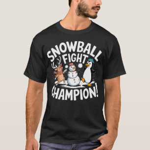 Schneeballkampf-Meister Lustiger Rentier Schneeman T-Shirt