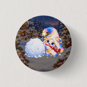 Schneeballkampf-Weihnachts-Pastell-Knopf - Süße St Button