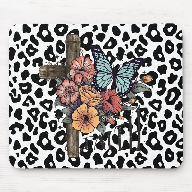 Schneeballkreuz, Blume und Schmetterlinge Mousepad (Vorne)