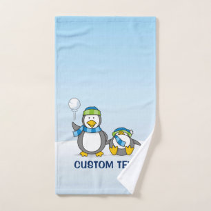 Schneeballpinguine Badhandtuch Set