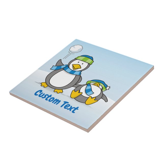 Schneeballpinguine Fliese (Seite)