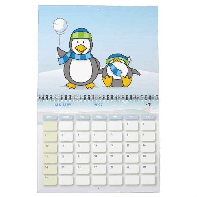 Schneeballpinguine Kalender (Jan 2027)