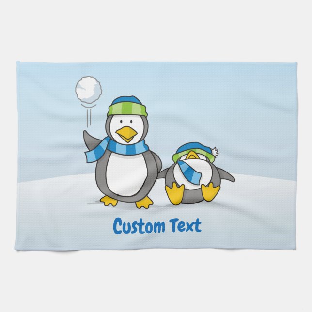 Schneeballpinguine Küchentücher (Horizontal)
