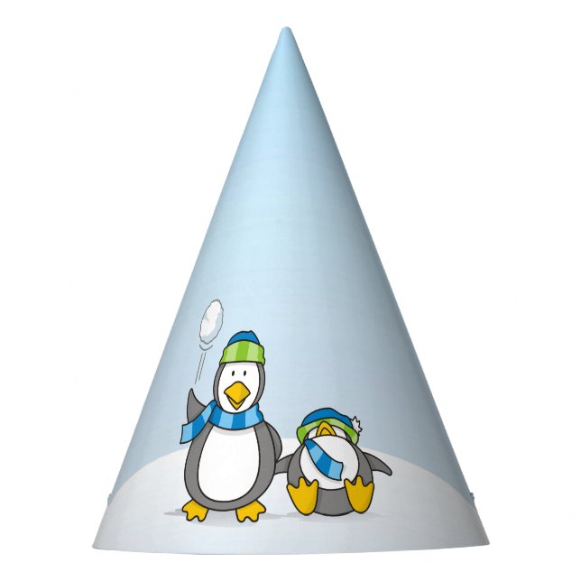 Schneeballpinguine Partyhütchen (Vorderseite)