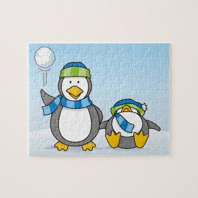 Schneeballpinguine Puzzle (Horizontal)