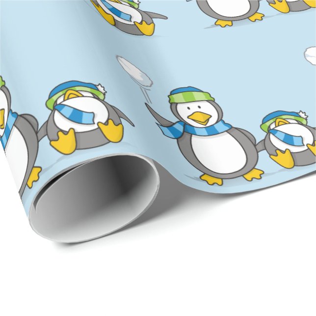 Schneeballpinguine verpacken Papier Geschenkpapier (Rolleneckpunkt)