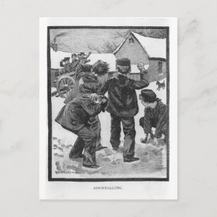 Schneeballschlacht! Postkarte