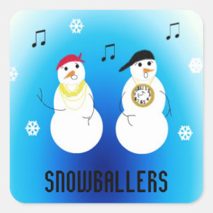 Schneeballspieler - Snowboarder Quadratischer Aufkleber