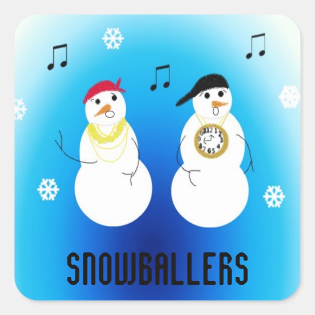 Schneeballspieler - Snowboarder Quadratischer Aufkleber (Vorderseite)