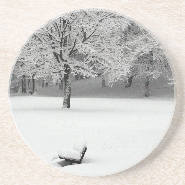 Schneebank und Bäume Getränkeuntersetzer (Vorne)