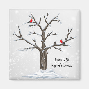 Schneebaum und Rote Vögel Weihnachten Magnet