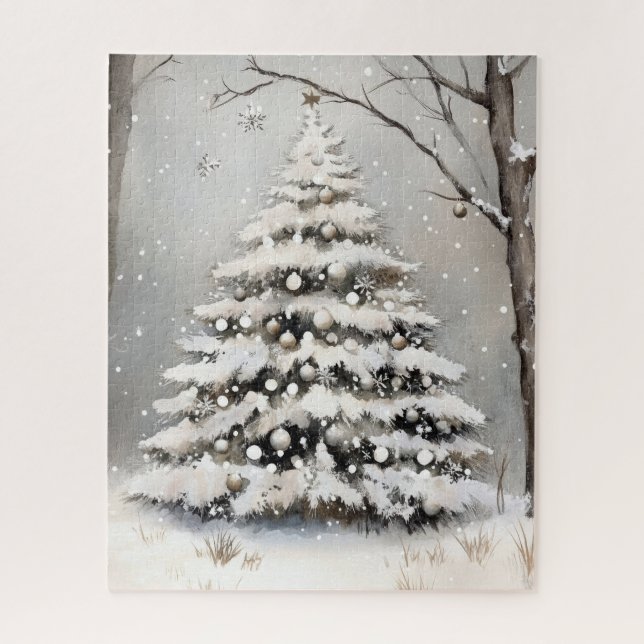 Schneebaum Winter Schnee Weihnachten Puzzle (Vertikal)