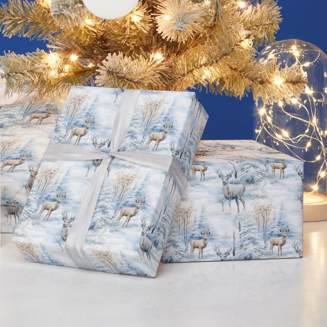 Schneebäume Hirsche Geschenkpapier (Feiertage)