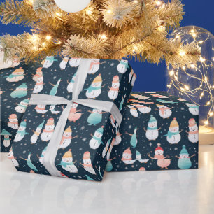 Schneebäume Schneeflocken Moderne Weihnachten Geschenkpapier