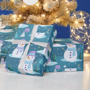 Schneebäume Schneeflocken Moderne Weihnachten Geschenkpapier