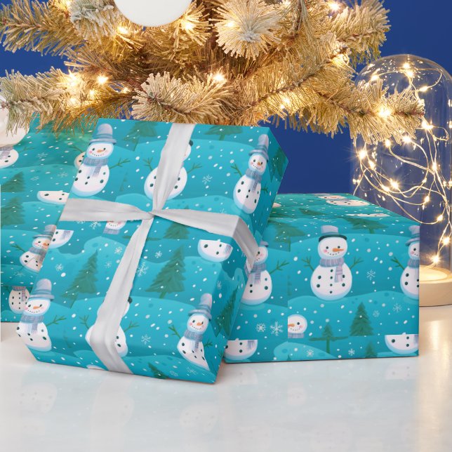 Schneebäume Schneeflocken Moderne Weihnachten Geschenkpapier (Feiertage)