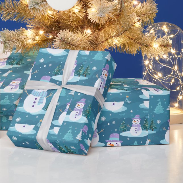 Schneebäume Schneeflocken Moderne Weihnachten Geschenkpapier (Feiertage)
