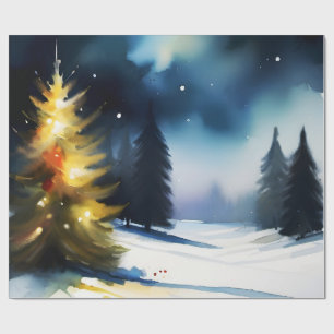 Schneebäume Winterlandschaft Malerei Geschenkpapier