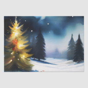 Schneebäume Winterlandschaft Malerei Seidenpapier