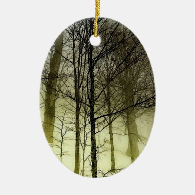 Schneebedeckte Bäume Keramik Ornament (Vorne)