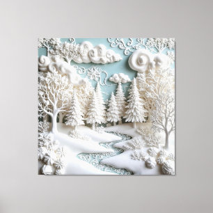 Schneebedeckte Bäume und Frostige Muster Leinwanddruck