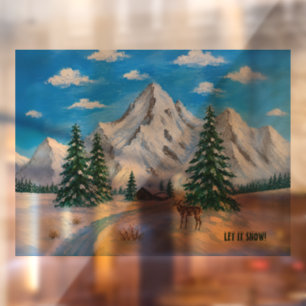 Schneebedeckte Berge Fensteraufkleber