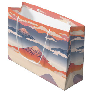 Schneebedeckte Berge Golden Sky Aquarell Große Geschenktüte