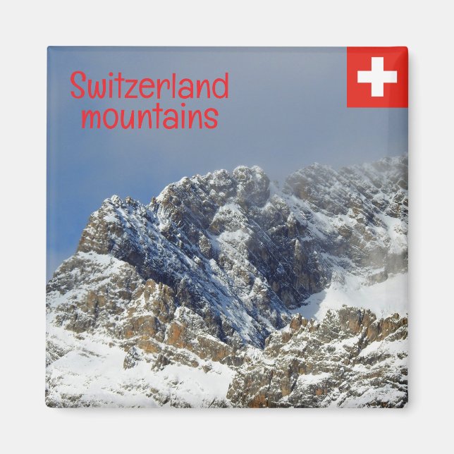 Schneebedeckte Berge in der Schweiz Magnet (Vorne)