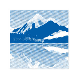 Schneebedeckte Berge in einem See Permastempel