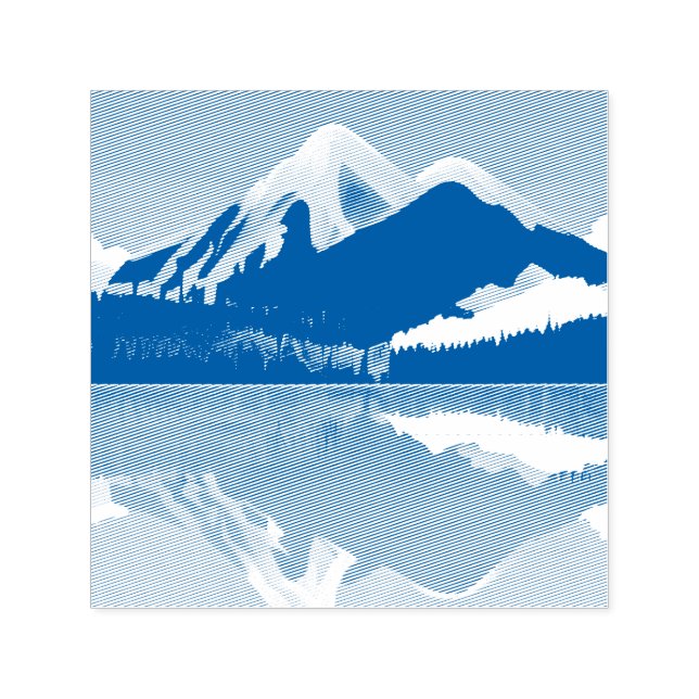 Schneebedeckte Berge in einem See Permastempel (Design)
