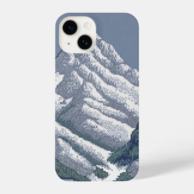 schneebedeckte Berge pixelig iPhone Hülle (Rückseite)