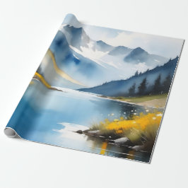 Schneebedeckte Berge und See Geschenkpapier