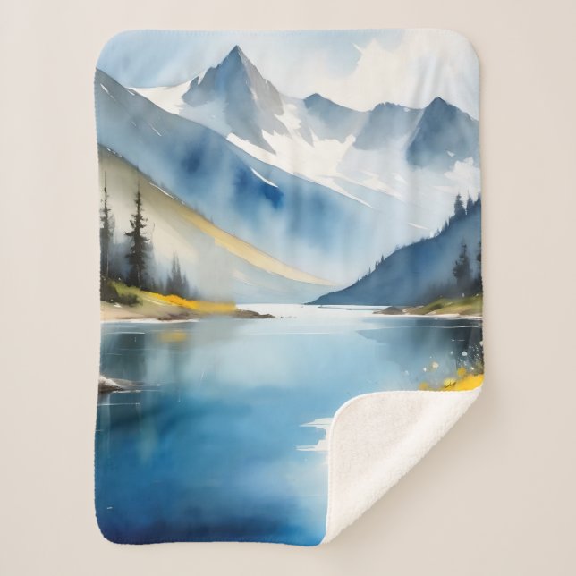 Schneebedeckte Berge und See Sherpadecke (Vorderseite)